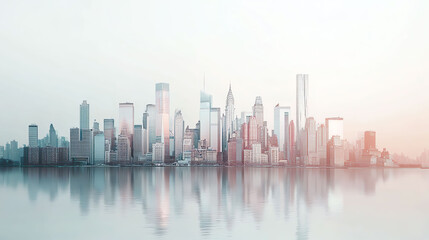 Obraz premium Pastel Cityscape Modern Skyline in Soft Hues