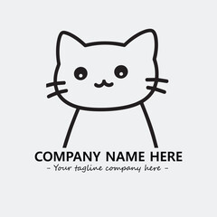 Cat illustration black and white for logo company vector image