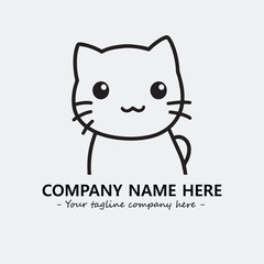 Cat illustration black and white for logo company vector image