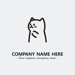 Cat illustration black and white for logo company vector image