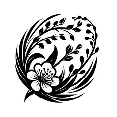 Black and White Floral Design: Elegant Nature Illustration for Branding