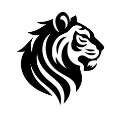 Stylized Tiger Head Silhouette: Bold Graphic Design