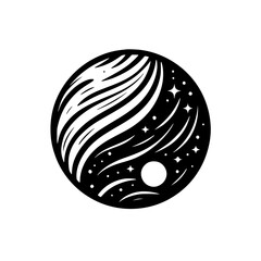 Celestial Globe in Black and White: Space Illustration