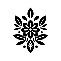 Geometric Floral Silhouette: Minimalist Black and White Design