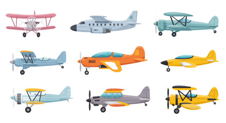 Collection Of Colorful Pixel Art Aircraft