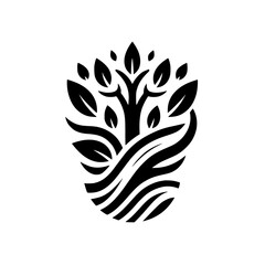 Obraz premium Minimalist Tree Logo, Black and White, Nature Concept, Branding Design
