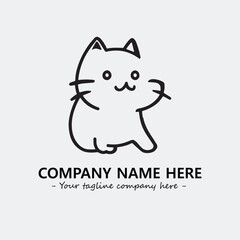 Cat illustration black and white for logo company vector image
