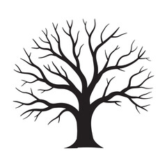 Fototapeta premium Dead tree black silhouette design on white background