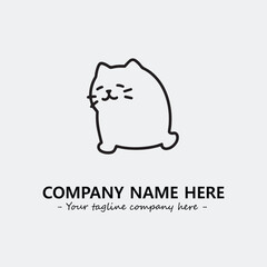 Cat illustration black and white for logo company vector image