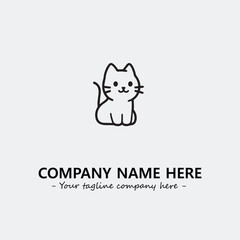 Cat illustration black and white for logo company vector image