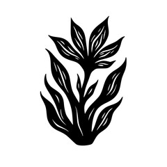 Bold Black and White Floral Illustration: Minimalist Design
