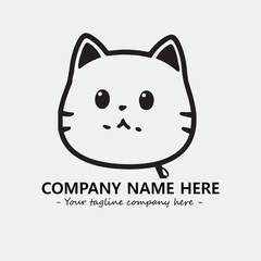 Cat illustration black and white for logo company vector image