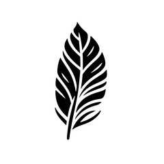 Obraz premium Minimalist Black and White Leaf Silhouette, Botanical Design