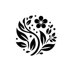 Monochrome Floral Design in a Circle