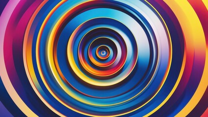 Abstract Vibrant Colorful Swirling Concentric Circles Design Psychedelic Rainbow Pattern Background