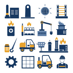 Industrial Processes and Manufacturing Concept Icons Vector Illustration