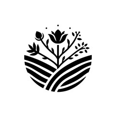 Elegant Black & White Floral Emblem for Nature or Wellness Brands