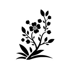 Silhouette Floral Design: Black and White, Minimalist, Vector Illustration