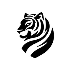 Bold Black and White Tiger Head Silhouette Logo