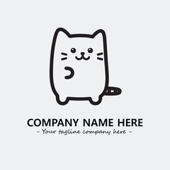 Cat illustration black and white for logo company vector image