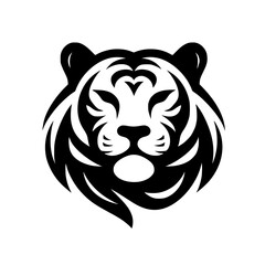 Vector Tiger Head Logo in Bold Black & White, Modern Design