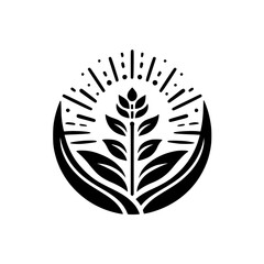 Elegant Black & White Plant Logo: Nature, Wellness, Organic, & Growth