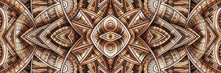 Abstract ethnic ornamental seamless pattern. Vintage Mocha Mousse stripe background. Pantone colors of the year 2025 tribal banner design for print on fabric, textile, greeting cards, phone cases, sca