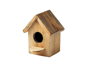 Isolated Rustic Wooden Birdhouse