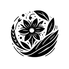 Black Floral Mandala: Elegant Botanical Design