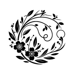 Elegant Black & White Floral Circle Design
