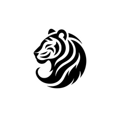 Bold Tiger Head Silhouette, Minimalist Black and White Design