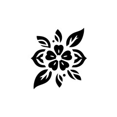 Black and White Floral Ornament: Minimalist, Decorative Design