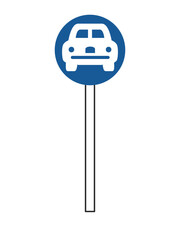 ポール付きのシンプル標識の単品イラスト　自動車専用