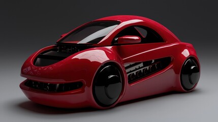 Red futuristic car studio shot;  modern design