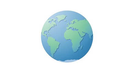 Fototapeta premium Simple Earth globe on white background symbolizes unity, global peace, and environmental awareness for Earth Day. Minimal background for poster, banner design, copy space for text