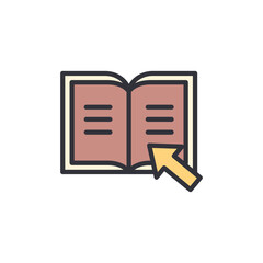 E-book colored icons, minimalist vector illustration ,simple transparent graphic element .Isolated on white background