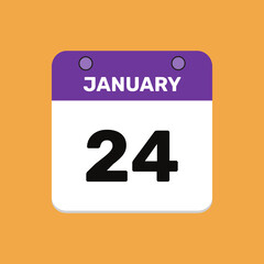 Calendar january 24 date calendar and year, vector icon