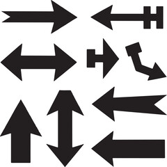  arrow set design silhouette victor isolated on the white background.