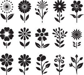 Obraz premium simple flower set design silhouette victor isolated on the white background.