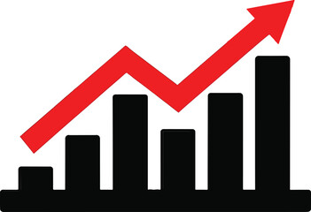  Graph going Up and Down design silhouette victor isolated on the white background.