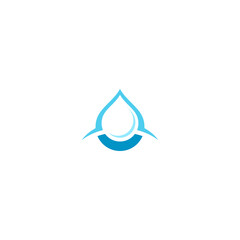 A modern and minimalistic water droplet logo featuring layered wave patterns in varying shades of blue. The design symbolizes purity, freshness, and sustainability, making it ideal for businesses rela