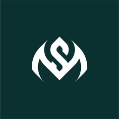 SM Monogram logo concept with Green background