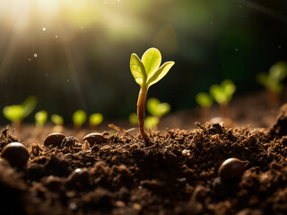 Tree seeds sprouting growing slowly future hope rising steadily marking the beginning of life