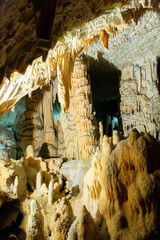 Exploring beautiful Postojna cave in Slovenia the most visited european cave.  Thousands of...