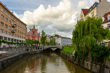 Lubiana, Slovenia: street of the historic center of Lubiana