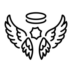 A line style icon depicting angel wings 