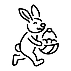 Line icon of a running easter bunny 