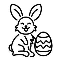 Obraz premium A linear style icon of cute easter rabbit