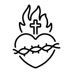 A linear style icon showing a sacred heart 