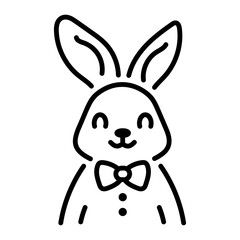 Easter cute bunny icon in linear style 